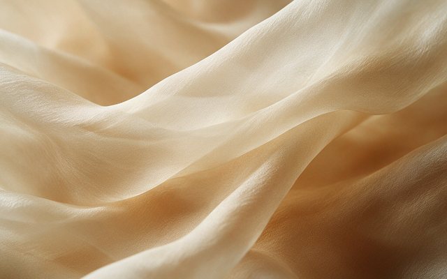 Camadas de seda creme sobrepostas com luz difusa atravessando, imagem editorial sobre recuperação da pele
